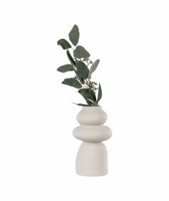 Keramik vase med runde former i beige - ø14