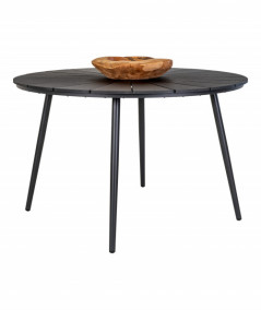 Rundt havebord i nonwood med sorte metal ben - ø120 cm