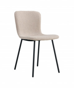 Amélie spisebordsstol i bouclé, beige med sorte ben