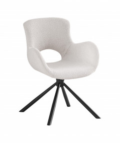 Amorim spisebordsstol i bouclé creme med drejefod
