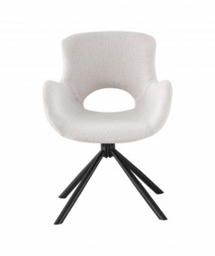 Amorim spisebordsstol i bouclé creme med drejefod