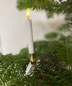 LED juletræslys i hvid med holder og fjernbetjening - 10 stk.