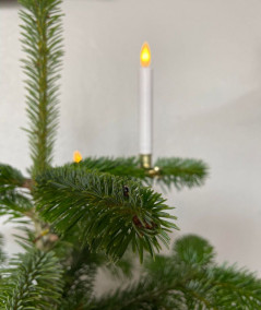 LED juletræslys i hvid med holder og fjernbetjening - 10 stk.