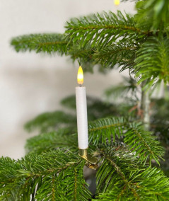 LED juletræslys i hvid med holder og fjernbetjening - 10 stk.