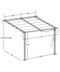 Pergola til vægmontering i grå 3x4m