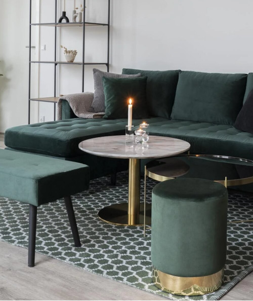 Bolzano sofabord med top i marmor look og messing ben