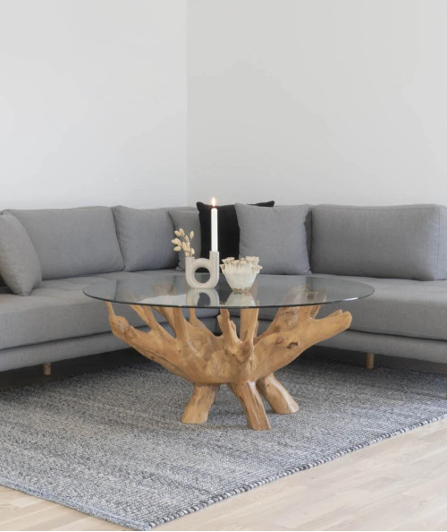 Amazonas Sofabord - Rundt sofabord med glas