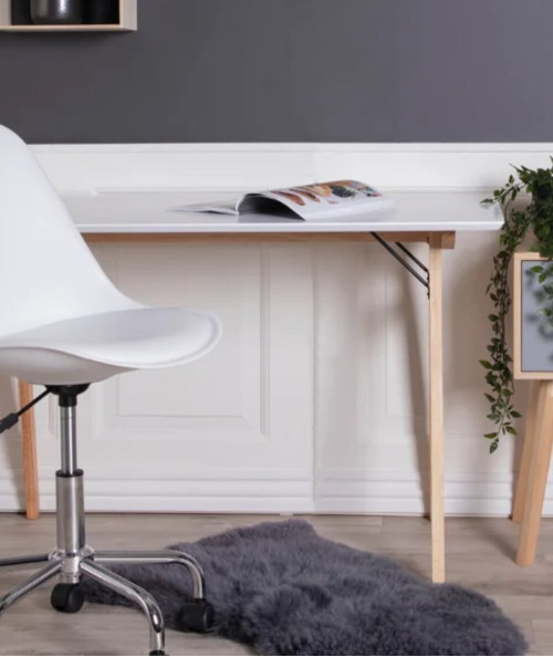 Vojens Skrivebord - Skrivebord i hvid og natur