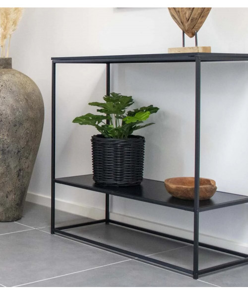 Vita konsolbord med sort bordplade