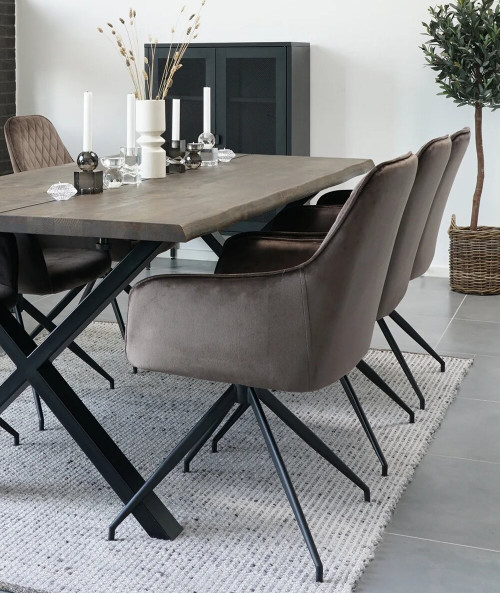 Harbo spisebordsstol med drejefod l i mushroom velour