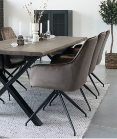 Harbo spisebordsstol med drejefod l i mushroom velour