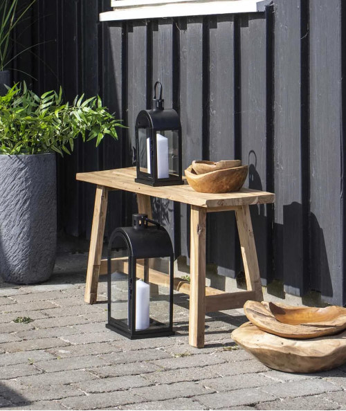 Kos lanterne, 2 Lanterner i sort med håndtag