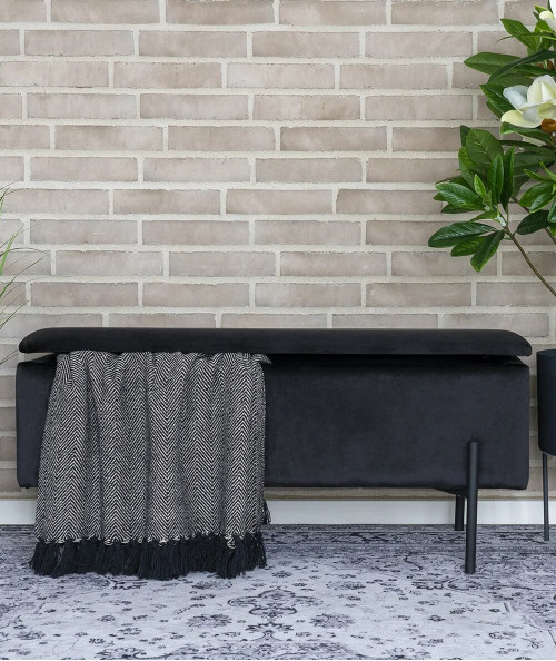 Watford bænk i sort velour