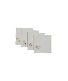 Stof serviet med blomstret broderi - 4 stk.
