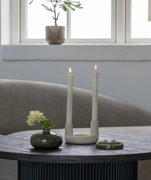 Smart lysestage i beige keramik