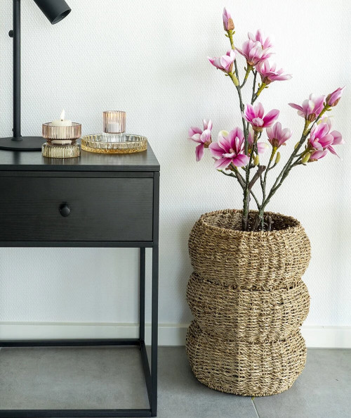Kunstig magnoliatræ med flotte rosa blade - 75cm høj