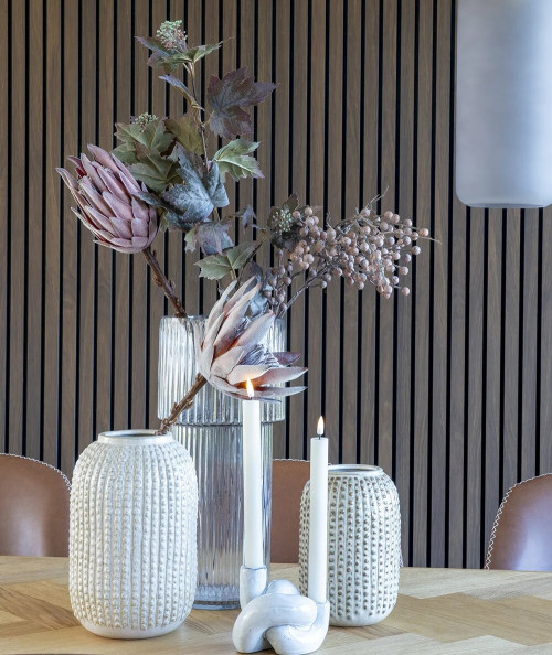 Lourentine keramik vase i beige med mønster