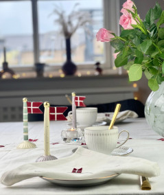 Hvid stof servietter med flag - 4 stk.