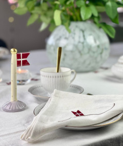 Hvid stof servietter med flag - 4 stk.