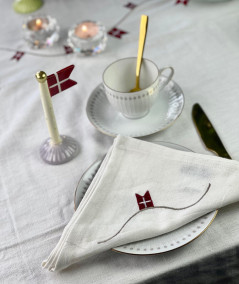 Hvid stof servietter med flag - 4 stk.