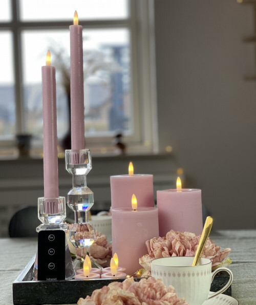 LED stearinlys pakke med 10 dele  i rosa