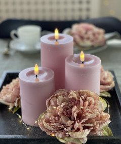 LED bloklys sæt i rosa med fjernbetjening
