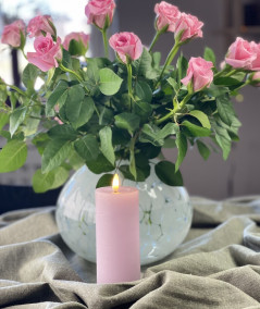 LED Bloklys i rosa 1 stk 6x15 cm