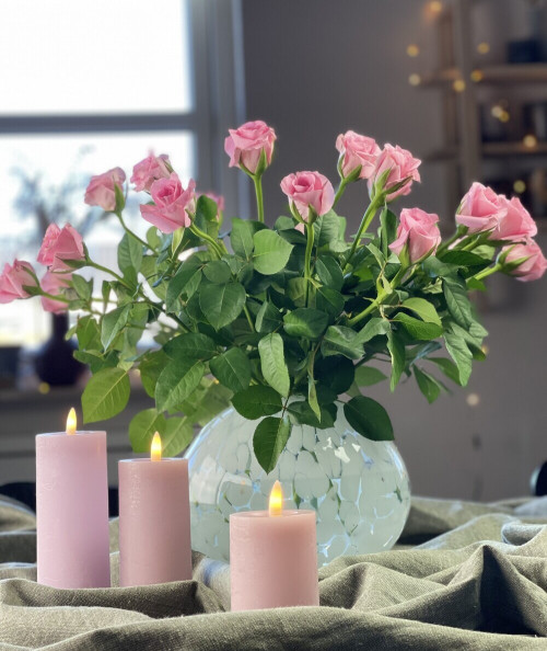 LED Bloklys i rosa 1 stk 6x10 cm