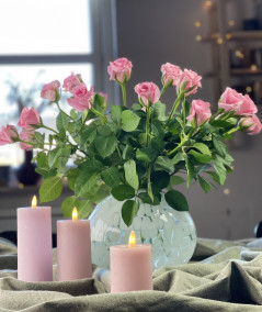 LED Bloklys i rosa 1 stk 6x10 cm