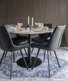 Bolzano spisebord med top i marmor look og sort ben