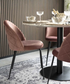 Bolzano spisebord med top i marmor look og sort ben
