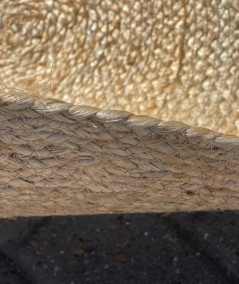 Bombay rundt tæppe i flettet natur jute