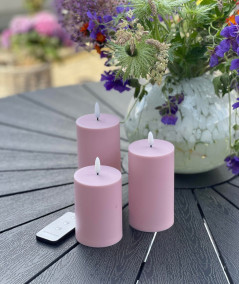 Bloklys i rosa - 3 stk. til udendørsbrug