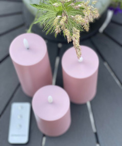 Bloklys i rosa - 3 stk. til udendørsbrug