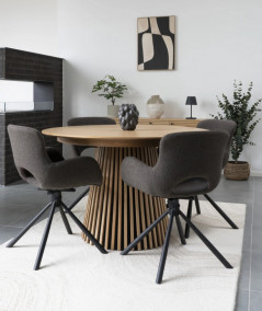 Amorim spisebordsstol i bouclé mushroom med drejefod