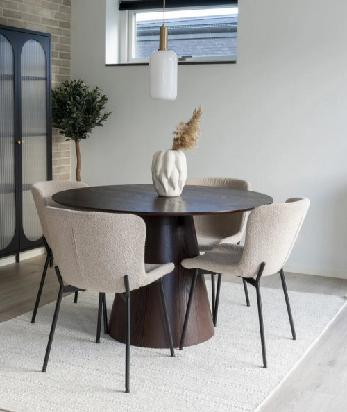 Bernadette spisebordsstol i beige, med sorte ben