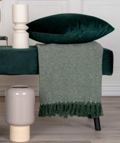 Cort plaid i grønt og hvidt bomuld design A