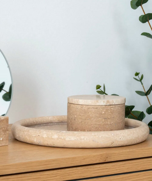 Bakke - Bakke, travertin, natur ø25,5 cm