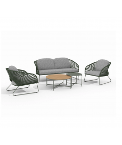 Novella loungesæt i grøn inkl. 2 stole, sofa og bord