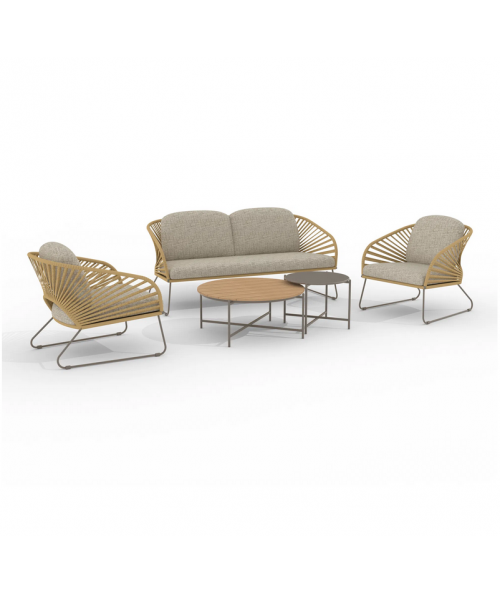 Novella loungesæt i beige inkl. 2 stole, sofa og bord