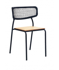 Nashville Spisebordsstol - Spisebordsstol, teak, sort reb, sorte ben