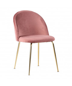 Geneve Spisebordsstol - Stol i rosa velour med ben i messing look