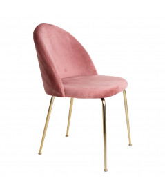 Geneve Spisebordsstol - Stol i rosa velour med ben i messing look