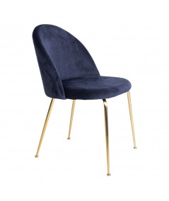 Geneve Spisebordsstol - Stol i blå velour med ben i messing look