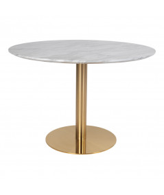 Bolzano Spisebord - Spisebord med top i marmor look og messing ben ø110x75cm