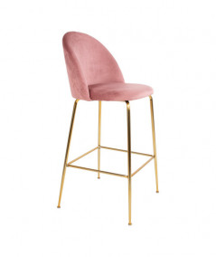 Lausanne Bar Chair - Barstol i rosa velour med ben i messing look