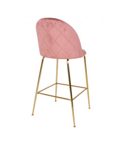 Lausanne Bar Chair - Barstol i rosa velour med ben i messing look