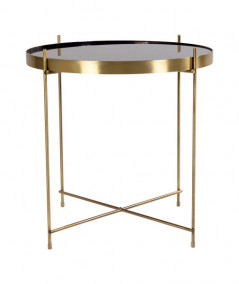Venezia Sofabord - Hjørnebord i messing farvet stål med glas ø48xh48cm