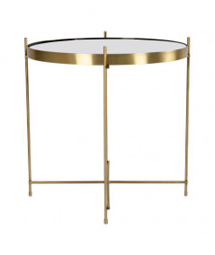 Venezia Sofabord - Hjørnebord i messing farvet stål med glas ø48xh48cm