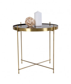 Venezia Sofabord - Hjørnebord i messing farvet stål med glas ø48xh48cm